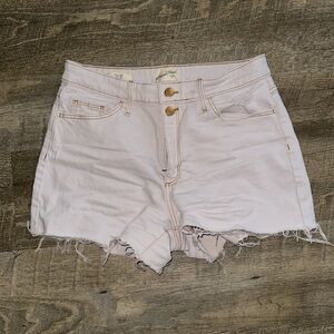 Women’s white jean shorts gold buttons